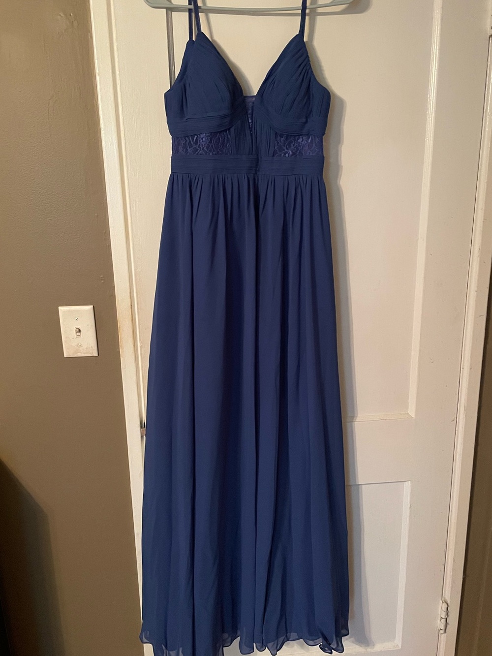Azazie Royal Blue A-Line V-Neck Chiffon Dress